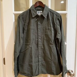 The Stronghold Los Angeles Thick Cotton Button Down Shirt Large Army Green